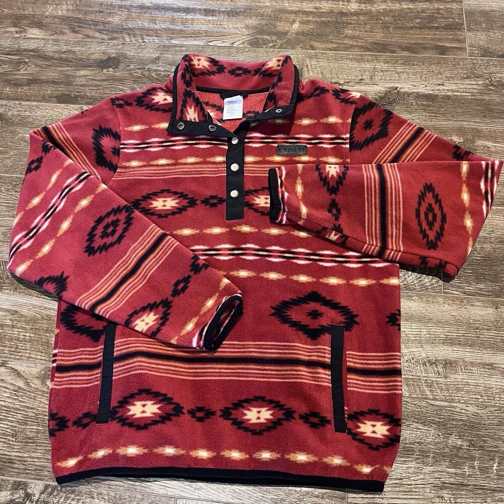 Cinch Aztec Fleece Pullover Women's M Southwestern Jacket Snap Neck Western
